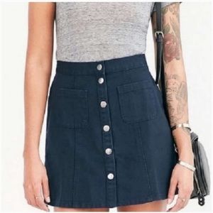 BDG navy button front skirt size Small